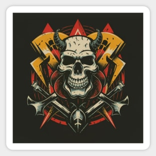 Skull Head Warrior Dark Fantasy Illustration Sticker